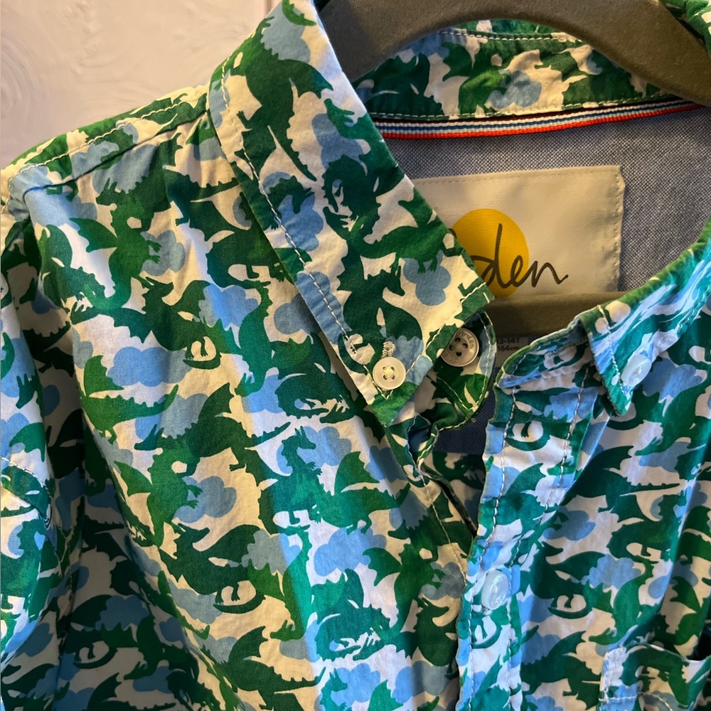 Mini Boden Highland Green Dragons Shirt (13-14Y)